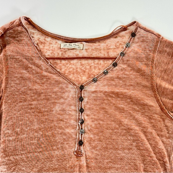 We The Free layering henley burnout top brown small - Picture 3 of 10